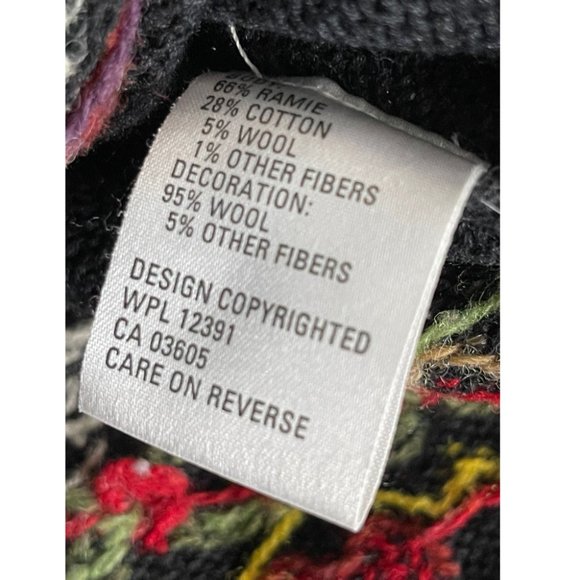 Northern Isles Cardigan Sweater Women's Medium Ramie Christmas Santa Embroidered - Picture 4 of 5